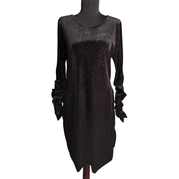 Vince Camuto Dresses & Skirts - Vince Camuto Size M Dress Black Sparkle Velvet Long Sleeve Shimmer Metallic